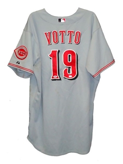 2012 Joey Votto  Game Used  and Signed  Playoff Reds Jersey (MLB Auth)